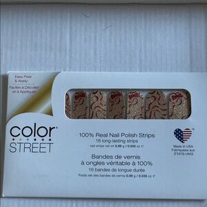 Color Street Glittery Red and Gold Nail Strips